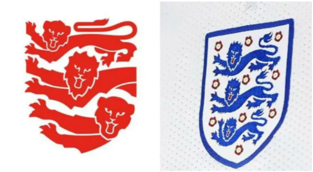 英格蘭三獅軍團的足球隊徽logo設計標志進行了一次有爭議的改頭換面.png